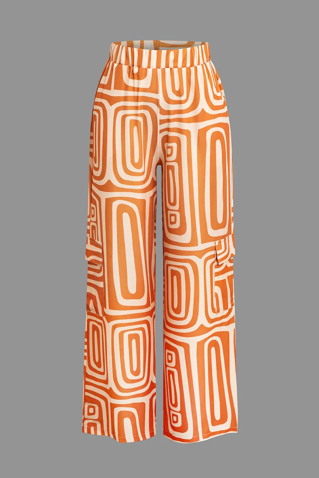 Solid Knot Shirt And Artistic Print Pants Set>MICAS Best