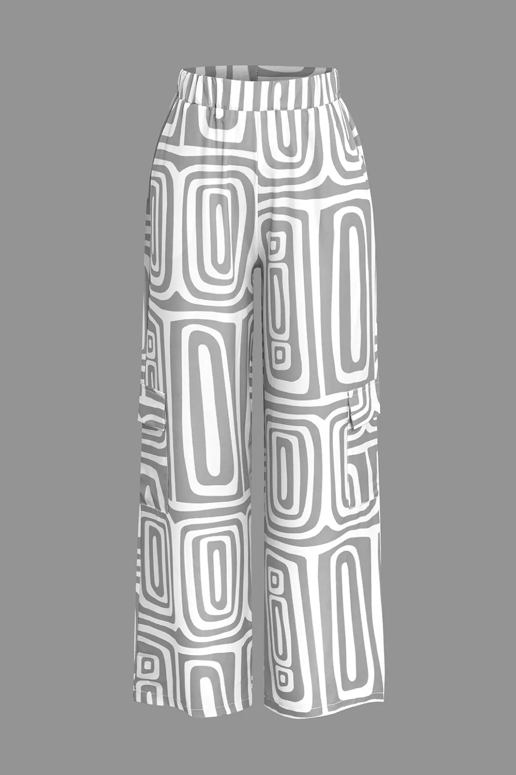 Solid Knot Shirt And Artistic Print Pants Set>MICAS Best