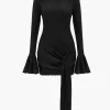 Solid Knotted Bell Sleeves Mini Dress>MICAS Outlet
