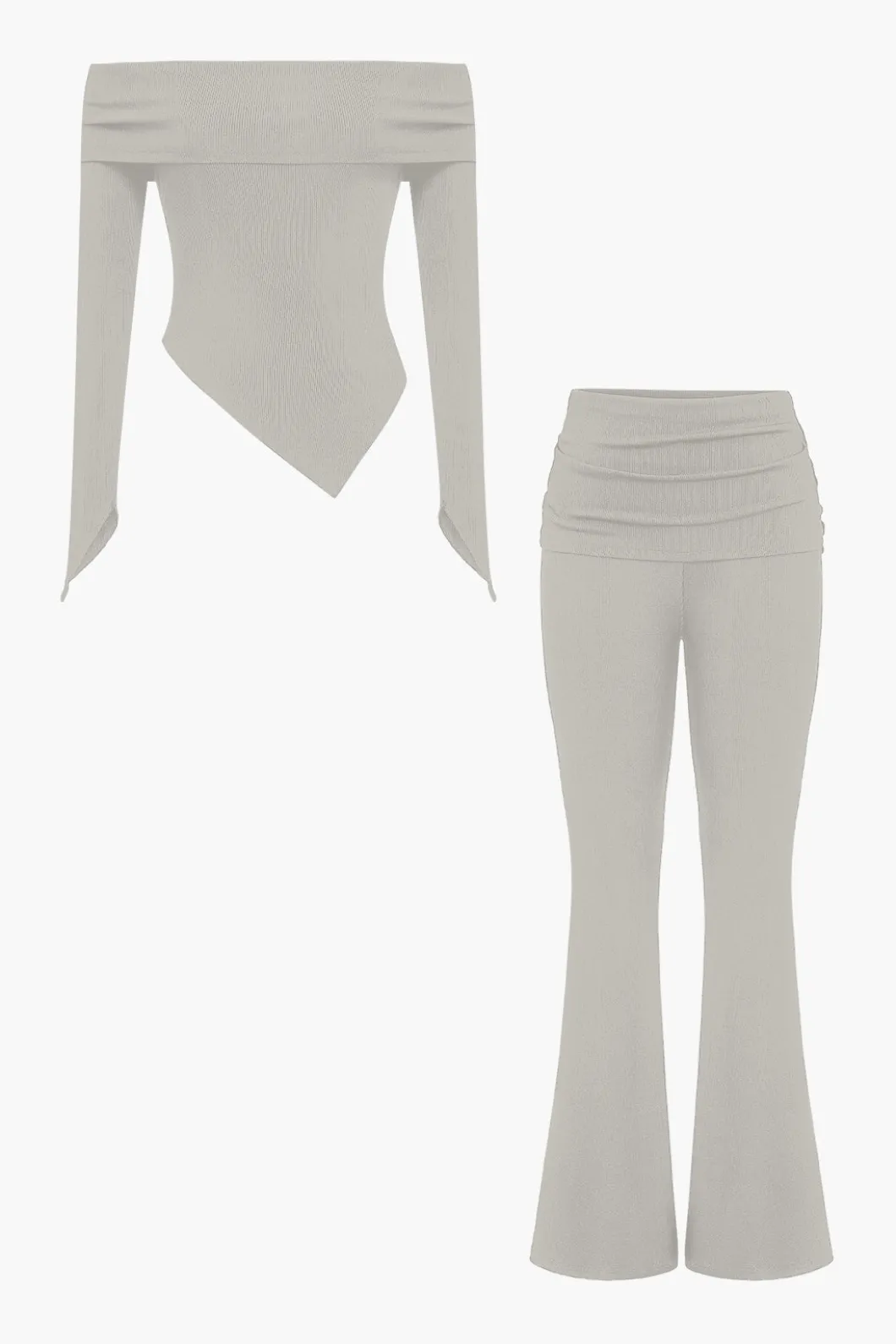 Solid Off Shoulder Top And Trouser Set>MICAS Clearance