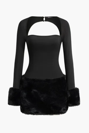 Solid Patchwork Mini Dress>MICAS Online