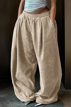 Solid Pleated Wide Leg Pants>MICAS Discount