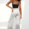 Solid Pocket High-Waisted Trousers>MICAS Discount