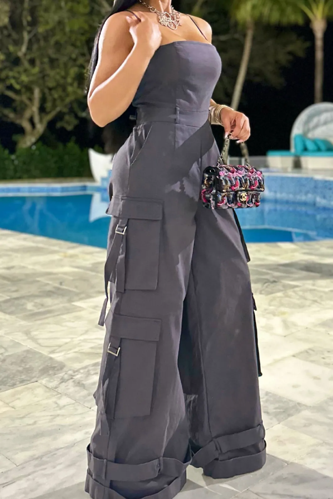 Solid Pocket Slip Jumpsuit>MICAS Best