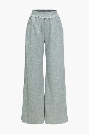 Solid Pocket Wide Leg Trousers>MICAS Best
