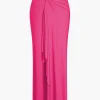 Solid Reversible Asymmetrical Tie-Up Maxi Dress>MICAS Online