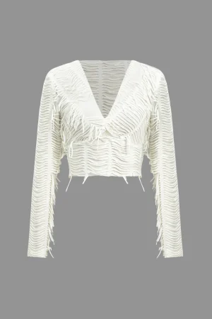 Solid Ripped Twist Knot Long-Sleeve Top>MICAS Online