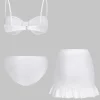 Solid Ruched Bikini 3-Piece Set>MICAS Hot