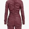 Solid Ruched High Elastic Leather Romper>MICAS Best