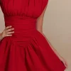 Solid Ruched Mini Dress>MICAS Clearance