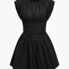 Solid Ruched Mini Dress>MICAS Clearance