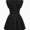 Solid Ruched Mini Dress>MICAS Clearance