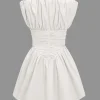 Solid Ruched Mini Dress>MICAS Clearance