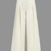 Solid Ruched Wide Leg Trousers>MICAS Hot