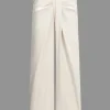 Solid Ruched Zipper Trousers>MICAS Online