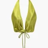 Solid Satin Twist Halter Knot Cami Top>MICAS Outlet