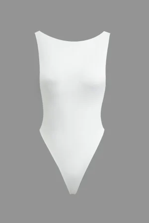 Solid Sleeveless Backless Bodysuit>MICAS Outlet
