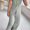 Solid Sleeveless Suit Vest And Pants Set>MICAS New