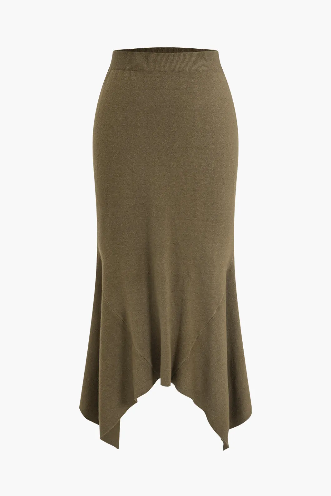 Solid Sweater Asymmetrical Skirt>MICAS New