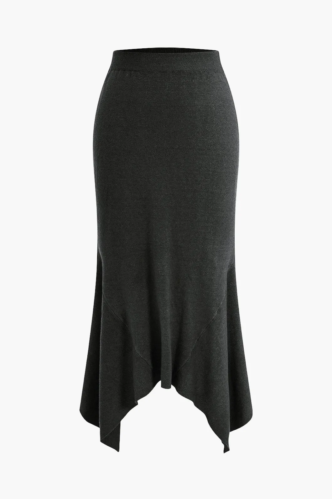 Solid Sweater Asymmetrical Skirt>MICAS New