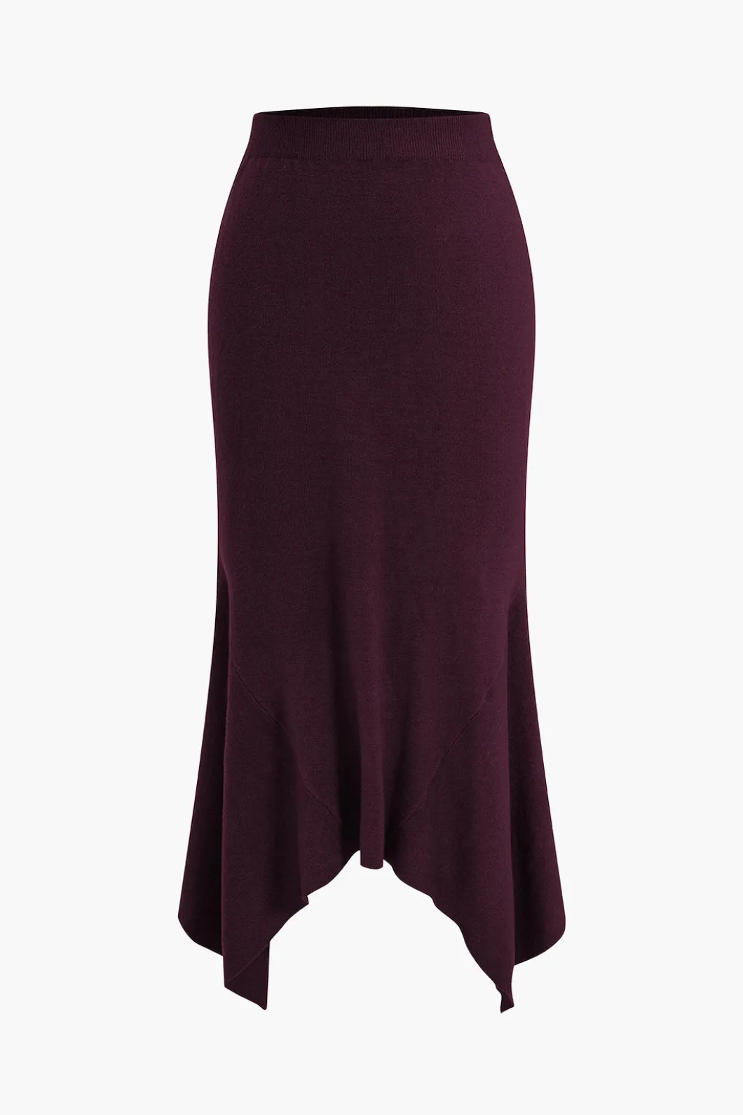 Solid Sweater Asymmetrical Skirt>MICAS New