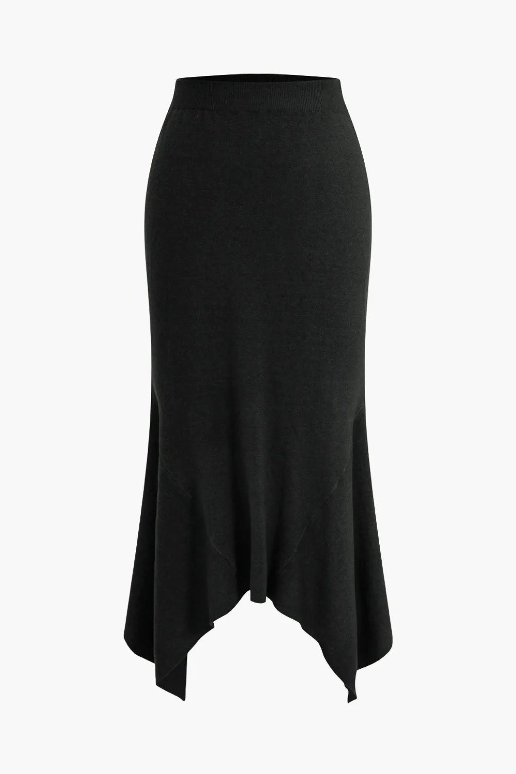 Solid Sweater Asymmetrical Skirt>MICAS New