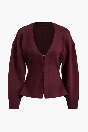 Solid Sweater Buckle Cardigan>MICAS Sale