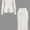 Solid Sweater Cut Out Top And Skirt Set>MICAS Discount