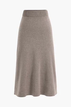 Solid Sweater Midi Skirt>MICAS Best