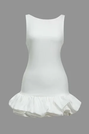 Solid Tank Ruffle Hem Mini Dress>MICAS Discount