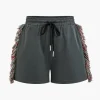 Solid Tank Top And Fringe Drawstring Shorts Set>MICAS Outlet