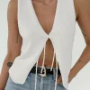 Solid Tie Front Knit Vest>MICAS Clearance