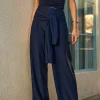 Solid Tie Front Trousers>MICAS Online