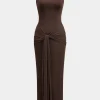Solid Tie Sleeveless Maxi Dress>MICAS New
