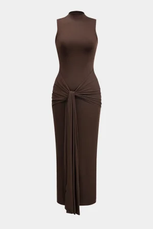 Solid Tie Sleeveless Maxi Dress>MICAS New