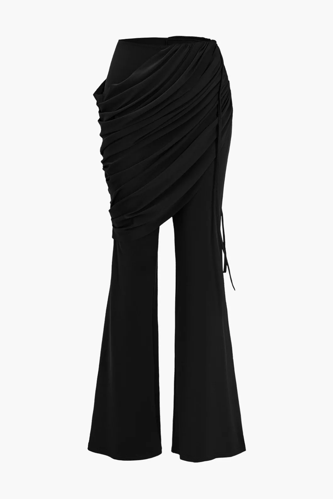 Solid Top And Asymmetrical Drawstring Flared Trouser Set>MICAS Outlet