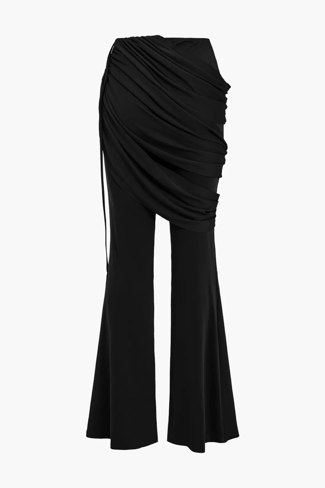 Solid Top And Asymmetrical Drawstring Flared Trouser Set>MICAS Outlet