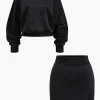 Solid Top And Skirt Set>MICAS Discount