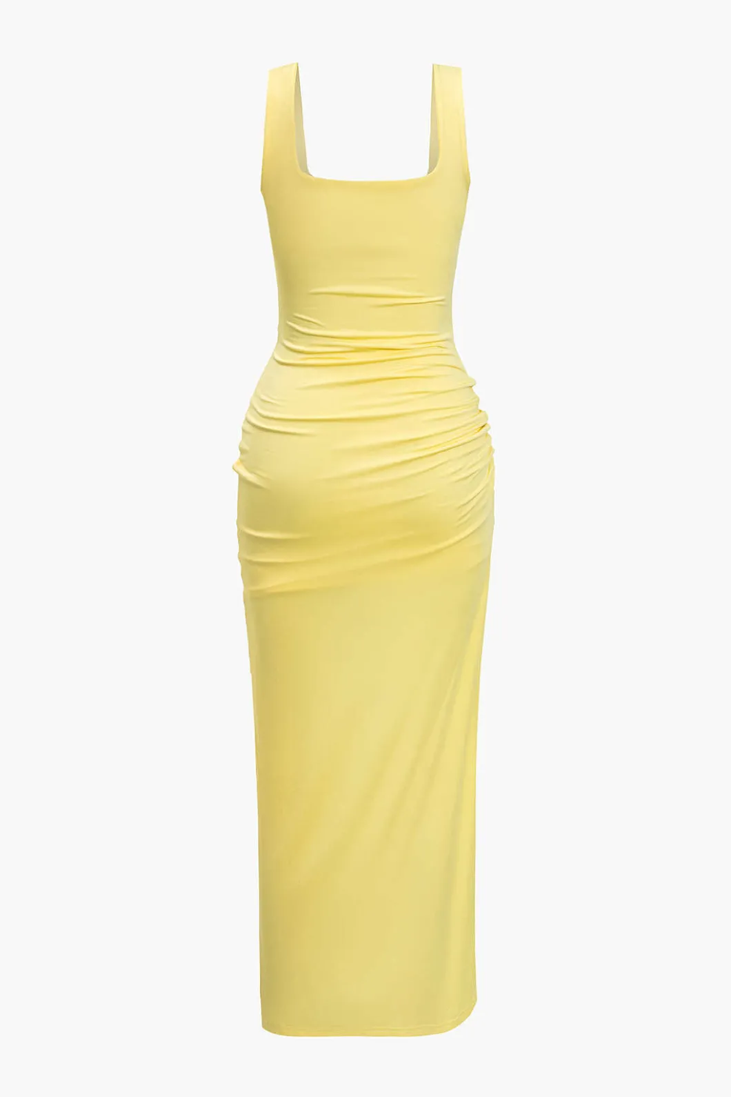 Solid Twist Front Cut Out Slit Midi Dress>MICAS Hot