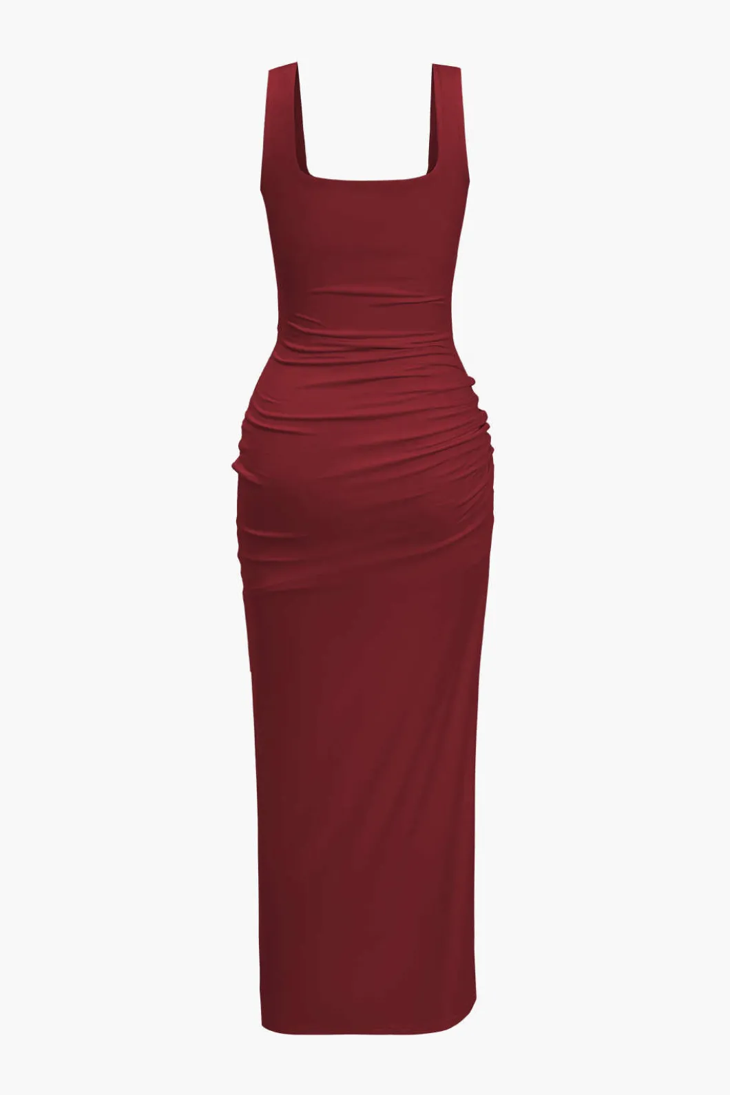 Solid Twist Front Cut Out Slit Midi Dress>MICAS Hot