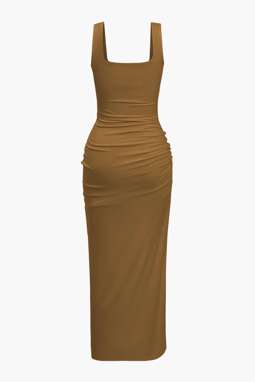 Solid Twist Front Cut Out Slit Midi Dress>MICAS Hot