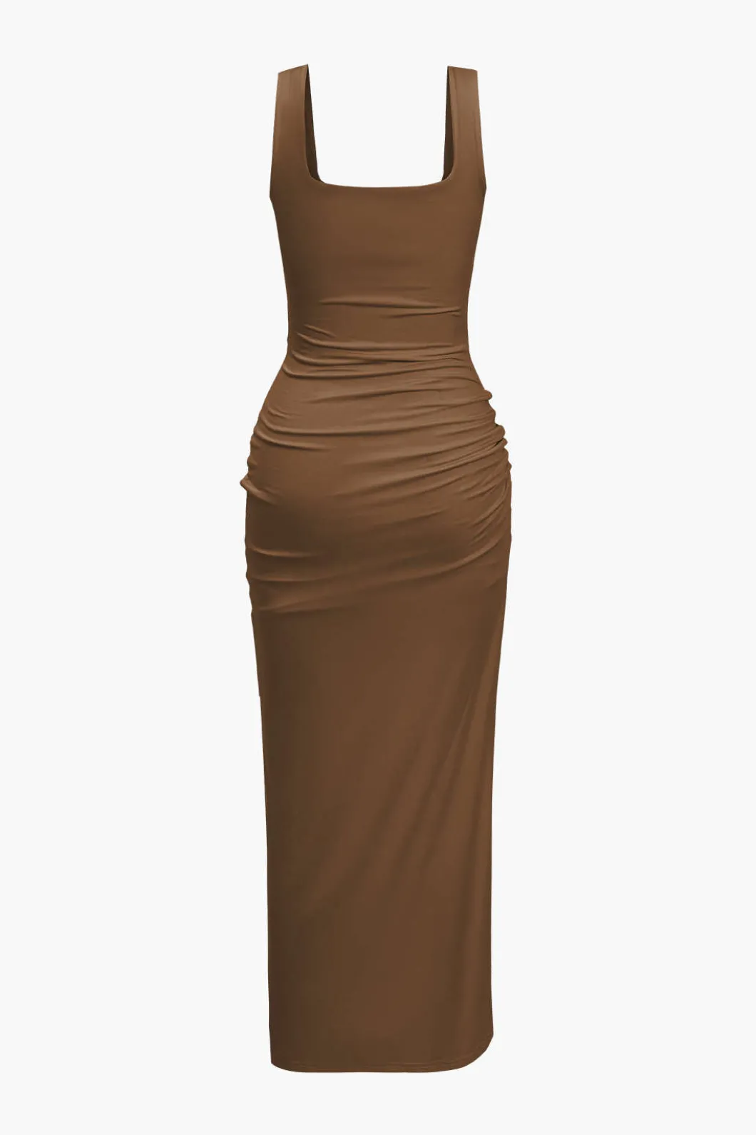 Solid Twist Front Cut Out Slit Midi Dress>MICAS Hot