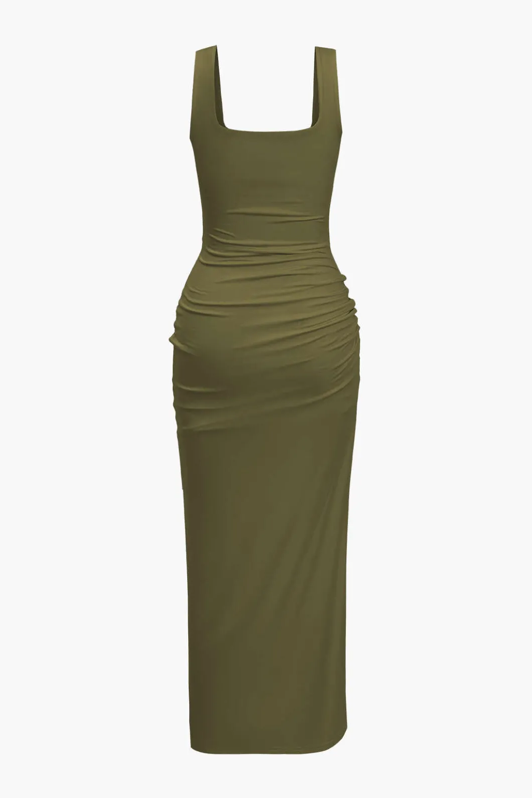 Solid Twist Front Cut Out Slit Midi Dress>MICAS Hot