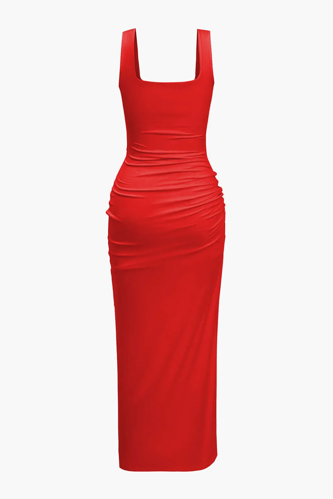 Solid Twist Front Cut Out Slit Midi Dress>MICAS Hot