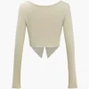 Solid Twist Knot Long-Sleeve Top>MICAS Outlet