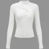 Solid Twist Knot Long-Sleeve Top>MICAS New