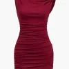 Solid Twisted Asymmetrical Mini Dress>MICAS Sale