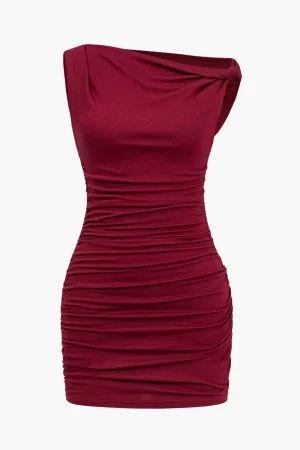 Solid Twisted Asymmetrical Mini Dress>MICAS Sale
