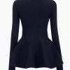 Solid V-neck Puff Hem Sweater Cardigan>MICAS Clearance