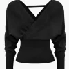 Solid V-neck Sweater Long-Sleeve Top>MICAS Hot